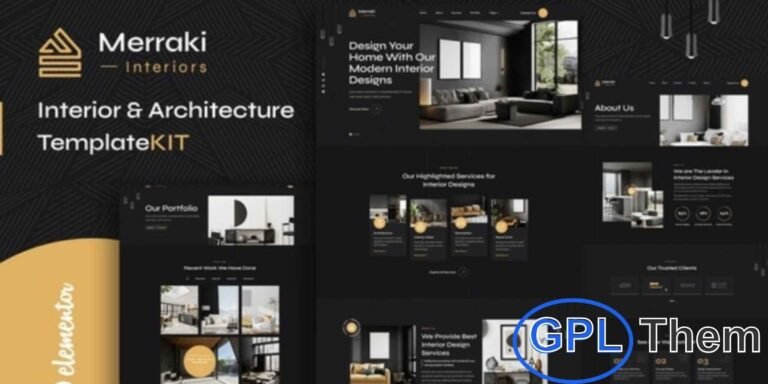 Merraki – Interiors & Architecture Elementor Template Kit Merraki Interiors is a stylish and fully responsive Elementor Template Kit designed for interior designers, architects, and creative studios. With a modern, minimalist design, clean layouts, and spacious sections, it beautifully showcases your projects and helps clients envision their dream spaces.