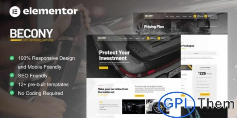 Becony – Car Detailing & Car Repair Elementor Template Kit Becony is a professional Elementor Template Kit designed for car detailing and repair businesses.