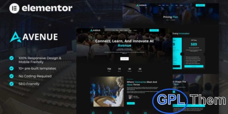 Avenue – Event & Conference Elementor Template Kit Avenue is a sleek and modern Elementor Template Kit designed for events and conferences. Perfect for conferences, seminars, webinars, meetings, concerts, and invitations, this creative template kit lets you showcase your event’s unique style effortlessly.