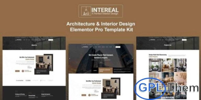 Intereal – Architecture & Interior Design Elementor Pro Template Kit Intereal is a professional Elementor Pro Template Kit ideal for architecture firms, interior designers, building contractors, and creative studios. Perfect for showcasing apartments, modern residences, portfolios, and corporate projects, it features 15+ pre-built pages with a clean, modern, and fully responsive design.