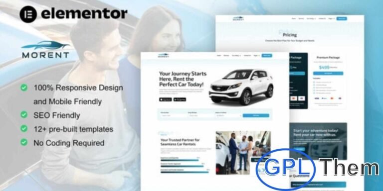 Morent – Car Rental Elementor Pro Template Kit Morent is a professional Elementor Pro Template Kit designed for car rental service websites. With its clean, modern, and fully responsive design, it’s perfect for creating car booking platforms, auto dealer websites, or vehicle rental businesses.