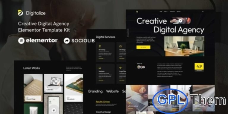 Digitalize – Creative Digital Agency & Portfolio Elementor Template Kit Digitalize is a modern and fully responsive Elementor Template Kit designed for creative digital agencies, design studios, marketing agencies, SEO experts, and portfolio websites. Featuring a sleek dark-mode design, this template kit allows you to showcase your projects, services, and team professionally.