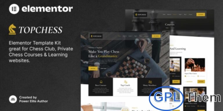 Topchess – Chess Club Courses & Training Elementor Template Kit Topchess is a modern Elementor Template Kit designed for chess clubs, training centers, and board game enthusiasts. Perfect for chess courses, learning centers, coaches, and sports clubs, it features a clean, professional design with a 100% responsive and retina-ready layout.