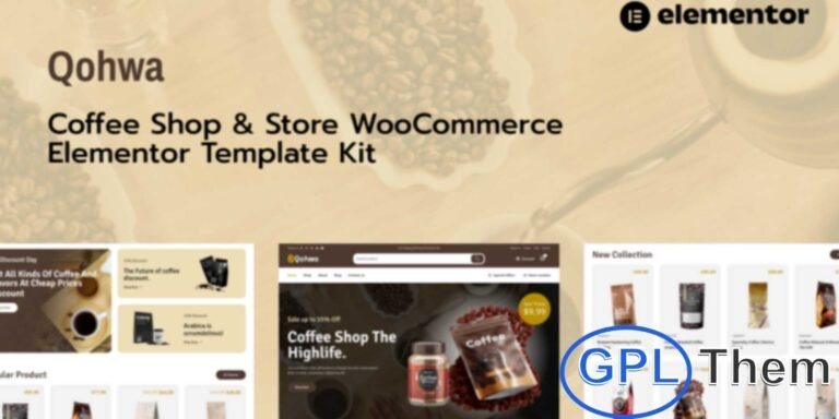 Qohwa – Coffee Shop & Store Ecommerce Elementor Pro Template Kit Qohwa is a modern Elementor Pro Template Kit designed for coffee shops, cafes, and online coffee stores. Fully responsive across desktop, tablet, and mobile devices, it features a polished and appealing color scheme, making it perfect for personal or business ecommerce websites.