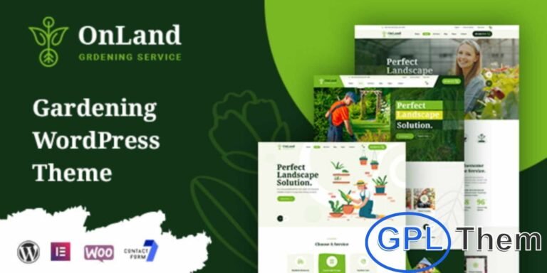 OnLand – Gardening Services WordPress Theme OnLand is a modern and fully responsive WordPress theme designed for gardening businesses, landscapers, and plant shops. Its clean and professional layout makes it easy to showcase your gardening services, products, and portfolio.