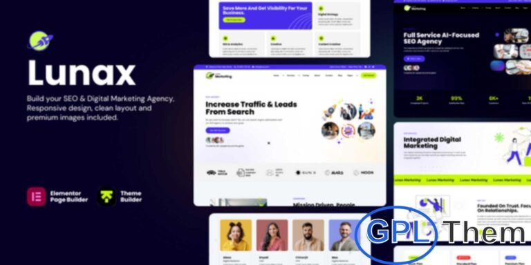 Lunax – Digital Marketing Agency WordPress Theme Lunax is a modern and responsive WordPress theme crafted for digital marketing agencies, SEO firms, and online marketing professionals. With a clean, professional layout and advanced customization options, Lunax lets you showcase your services, portfolio, and client success stories effectively.