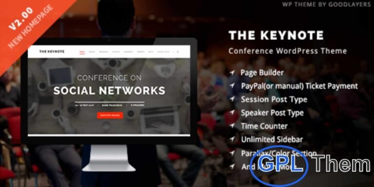 The Keynote – Conference & Event WordPress Theme The Keynote is a professional WordPress theme designed for conferences, events, and meetings. With its sleek, responsive design and user-friendly features, this theme makes it easy to create a stunning event website that attracts attendees and showcases your schedule, speakers, venues, and tickets.