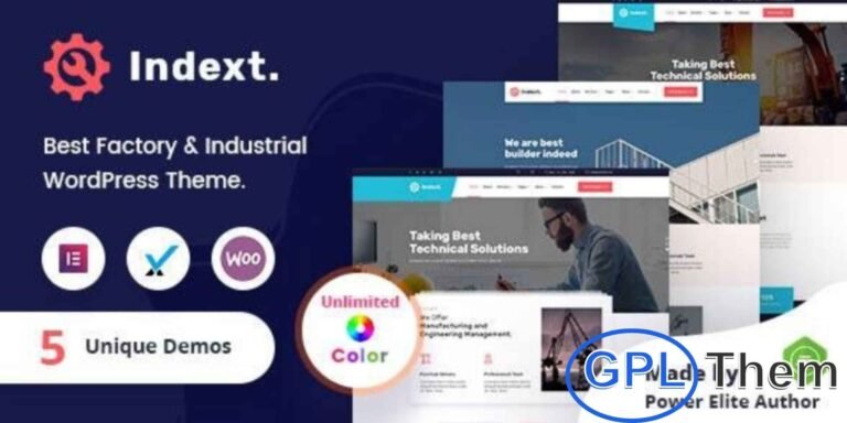 Indext – Industrial Business WordPress Theme Indext is a professional WordPress theme crafted for industrial and corporate businesses. Perfect for industries such as manufacturing, construction, engineering, machinery, commodity trading, power, rail, aviation, shipping, oil & gas, and petroleum.