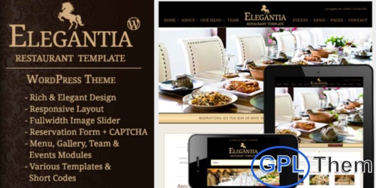 Elegantia – Restaurant & Cafe WordPress Theme Elegantia is a premium WordPress theme designed specifically for restaurants, cafes, and dining establishments. It comes with all the essential features needed to run a successful food business, including online reservations, customizable food menus, event management, gallery showcase, and team member profiles.