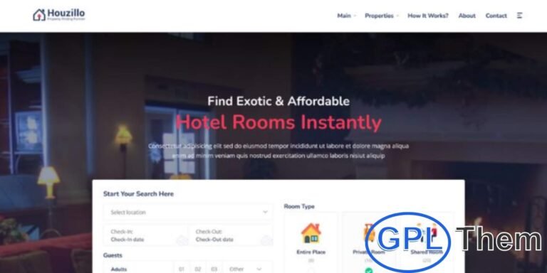 Houzillo – Bookings and Rental WordPress Theme Houzillo is a powerful WordPress theme built for bookings, rentals, and property management websites. With its sleek design and easy-to-use interface, this theme allows you to create a professional rental platform effortlessly.