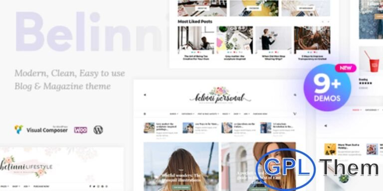 Belinni – Multi-Concept Blog & Magazine WordPress Theme Belinni is a modern and versatile WordPress theme designed for blogs, online magazines, and content-rich websites. With its stylish layouts and powerful features, this theme helps you create a visually captivating and highly functional site.