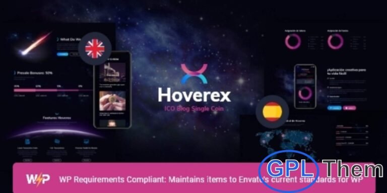 Hoverex – Cryptocurrency, NFT & ICO WordPress Theme + Spanish Hoverex is a powerful and modern WordPress theme crafted for cryptocurrency, ICO, NFT, and blockchain-related websites. Fully equipped with advanced features, it allows you to build professional crypto platforms with ease.
