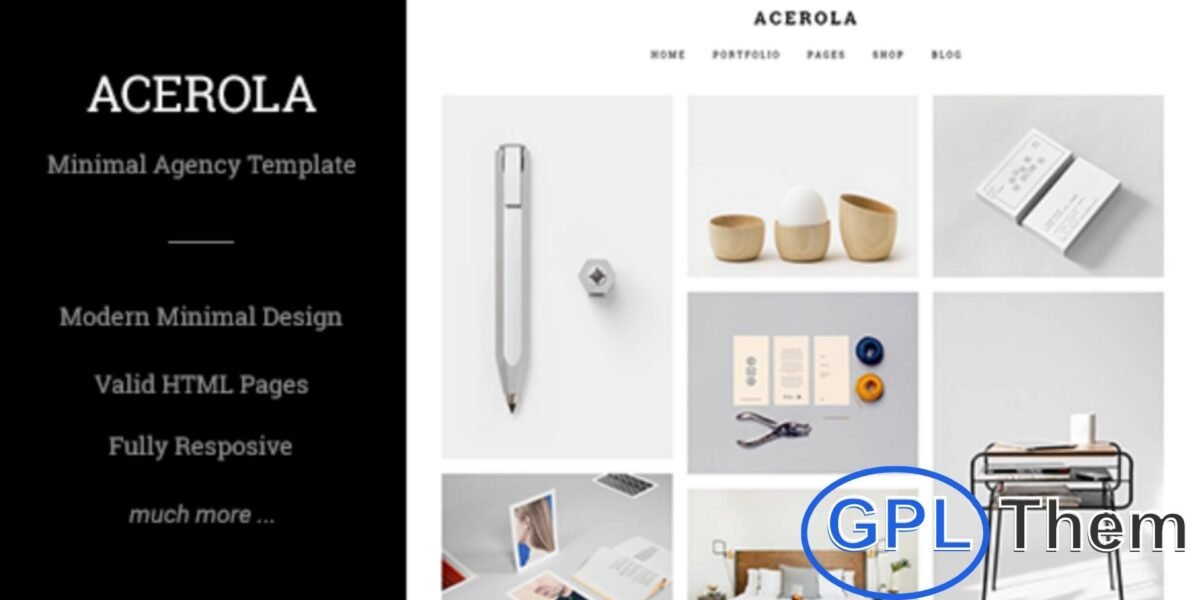 Acerola – Ultra Minimalist Agency WordPress Theme Acerola is a fully responsive, ultra-minimalist WordPress theme designed for agencies, creative studios, and modern businesses. Featuring both one-page and multi-page layouts with stunning parallax effects, Acerola delivers a clean, professional, and modern design.