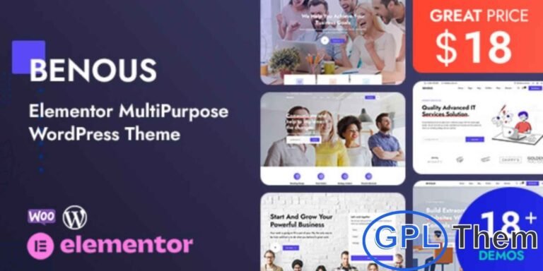 Benous – Elementor Multipurpose WordPress Theme Benous is a powerful and flexible WordPress theme built with Elementor, perfect for creating any type of website. From blogs and eCommerce stores to corporate and portfolio sites, this multipurpose theme adapts to all business needs with ease. Featuring drag-and-drop customization, modern layouts, and responsive design, Benous makes it simple to design a professional website without coding.