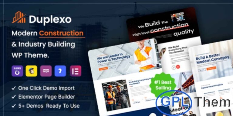 Duplexo – Construction & Renovation WordPress Theme + RTL Duplexo is a powerful and modern WordPress theme crafted for construction companies, renovation firms, engineering services, and real estate contractors. With its professional design and RTL support, this theme is perfect for showcasing building projects, architecture services, and remodeling solutions.