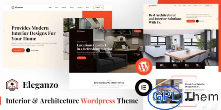 Eleganzo – Interior Design & Architecture WordPress Theme Eleganzo is a premium WordPress theme designed to elevate the online presence of interior designers, architects, and design firms. Built with Bootstrap 4, it combines modern aesthetics with robust functionality to showcase your projects and services professionally.