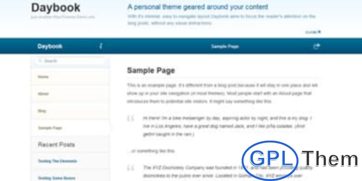 Daybook – Premium WordPress Theme for Clean Blogging Daybook is a sleek and minimalist premium WordPress theme by WooThemes, designed to showcase your content with simplicity and elegance. Its clean layout makes browsing and sorting posts effortless, providing an optimal reading experience for your audience.