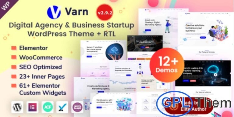 Varn – IT & Marketing SEO Agency WordPress Theme Varn is a clean and minimal WordPress theme designed for digital agencies, startups, and SEO professionals. Lightweight and fast, it comes with W3C-validated code for optimal performance and reliability. Fully customizable and easy to expand, Varn includes detailed documentation to guide you through setup and design.