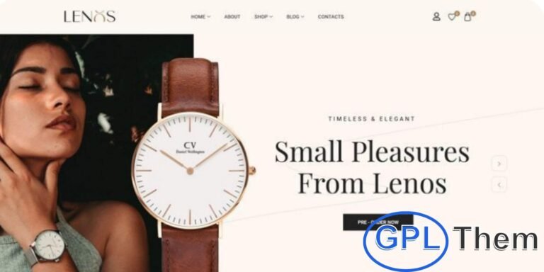 Lenos – Minimal Watch Store WooCommerce Theme Lenos is a modern, responsive WooCommerce WordPress theme crafted for online watch stores and luxury fashion shops. With its clean and minimal design, this theme is perfect for selling premium watches, jewelry, accessories, and high-end fashion products.