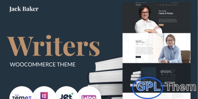 Jack Baker – Writer & Author WordPress Theme Jack Baker is an elegant and fully responsive WordPress theme designed for writers, authors, and content creators who want a professional online presence. Built with Cherry Framework 5, it includes a wide range of pre-built pages, custom widgets, and content modules to showcase your writing, experience, and services.