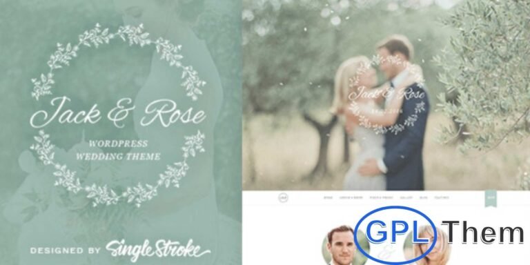 Jack & Rose – Whimsical Wedding WordPress Theme Jack & Rose is a charming and responsive WordPress theme designed to create beautiful wedding websites effortlessly. Perfect for couples, it allows you to share your wedding details, events, and special moments with guests in a stylish and interactive way.