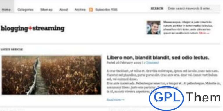 WooThemes BloggingStream – Premium Multi-Purpose WordPress Theme BloggingStream is a versatile premium WordPress theme from WooThemes, perfect for personal blogs, magazine sites, or news portals. The theme includes a built-in lifestream, two flexible layout options, 11 color schemes, and seven ad spaces to help monetize your website.
