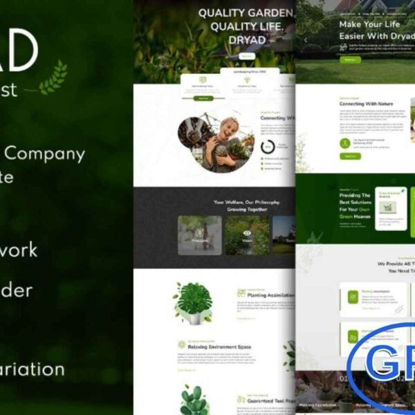 Dryad – Gardening Company WordPress Theme Dryad is a professional WordPress theme crafted for gardening businesses, landscapers, and lawn care services. With a clean, responsive design and customizable features, Dryad makes it easy to showcase your services, highlight projects, and attract new clients.