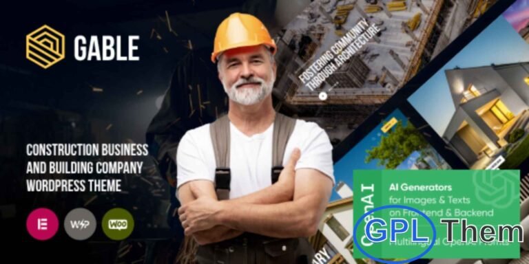 Gable – Construction & Building WordPress Theme Gable is a modern WordPress theme crafted for construction businesses, building companies, and architecture firms. Its professional and engaging design makes it ideal for showcasing services such as carpentry, plumbing, remodeling, and corporate building solutions.