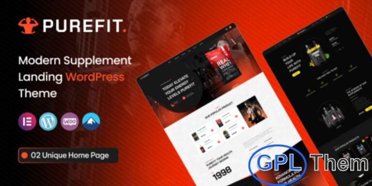 Purefit – Health Supplement WordPress Theme Purefit is a premium WordPress theme designed specifically for health supplements, nutrition, and wellness products. With its clean layout and unique modern style, it provides the perfect platform to showcase vitamins, fitness boosters, or dietary products online.