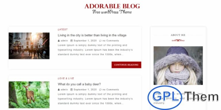 Adorable – Flexible & Responsive Multi-Column WordPress Theme Adorable is a flexible and modern WordPress theme designed with multiple column layouts to showcase content in an organized way. Featuring a stylish grid-based structure, this theme is perfect for bloggers, lifestyle creators, and content publishers. Its fully responsive design ensures your site looks stunning across desktops, tablets, and mobile devices.