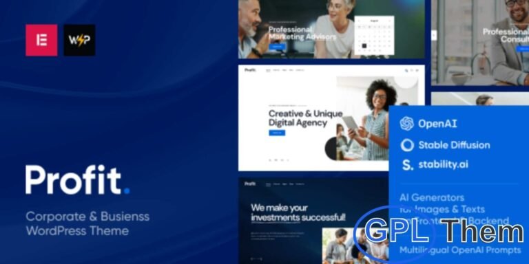 Profit – Responsive Business WordPress Theme Profit is a stylish and responsive Business WordPress theme, crafted for modern companies and creative professionals. With its sleek design and user-friendly interface, it is ideal for web design studios, marketing agencies, and advertising firms. The theme is also a perfect fit for digital and graphic designers, freelancers, and portfolio showcases.