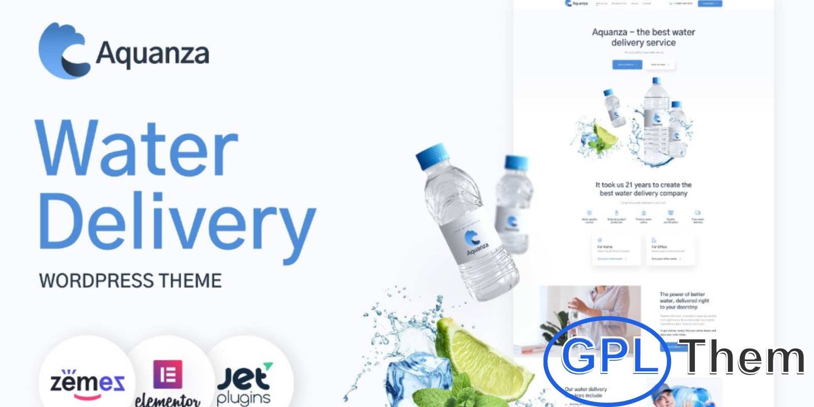 Aquanza – Water Delivery WordPress Theme Aquanza – Water Delivery WordPress Theme Aquanza is a modern and responsive WordPress theme designed for water delivery services, perfectly suited for both B2B and B2C needs. Whether it’s chilled water for the summer heat or fresh water for brewing hot tea and coffee in winter, Aquanza helps you showcase your services year-round.