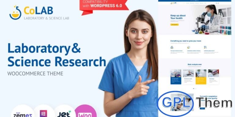 CoLab – Laboratory & Science Research WordPress Theme CoLab is a modern WordPress theme designed for laboratories, research centers, and science professionals.