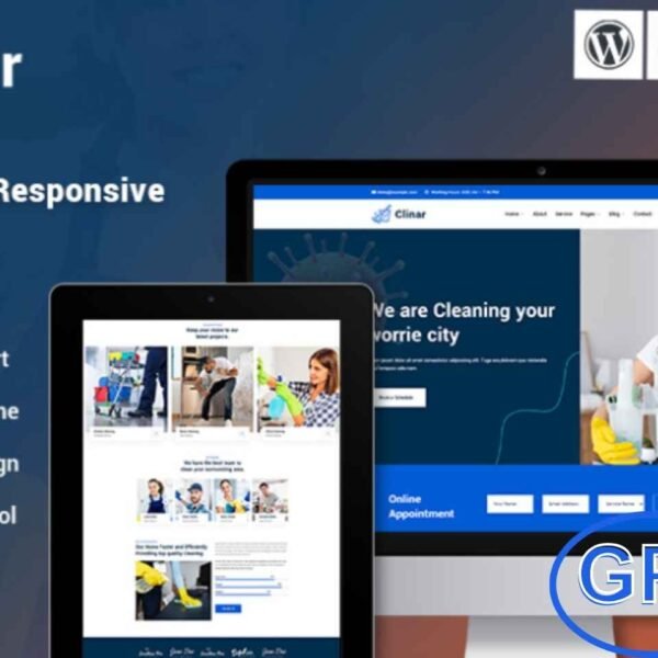 Clinar – Maintenance & Cleaning Service Responsive WordPress Theme Clinar is a responsive WordPress theme designed for maintenance, cleaning, and professional service businesses. Built with Bootstrap, CSS, and JavaScript, it ensures fast performance and seamless compatibility across devices. The theme features Google Maps integration, sticky navigation effects, and a back-to-top button for improved user experience.