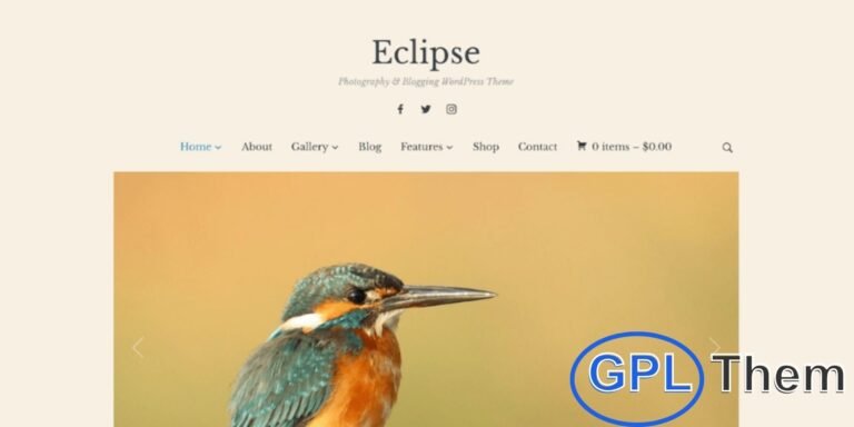 WPZoom Eclipse – Minimalist WordPress Theme Eclipse is a clean and minimalist WordPress theme from WPZoom, perfect for photographers, bloggers, and creatives who want to showcase their work with style. Its simple yet highly functional design allows your content to take center stage while maintaining a professional look.