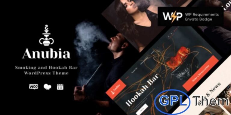 Anubia – Hookah Bar & Lounge WordPress Theme Anubia is a stylish and modern Hookah Bar WordPress Theme, perfect for creating a professional website for hookah lounges, smoking cafes, or tobacco shops. It’s also an excellent fit for restaurants, cocktail bars, pubs, breweries, coffee shops, and other nightlife businesses.