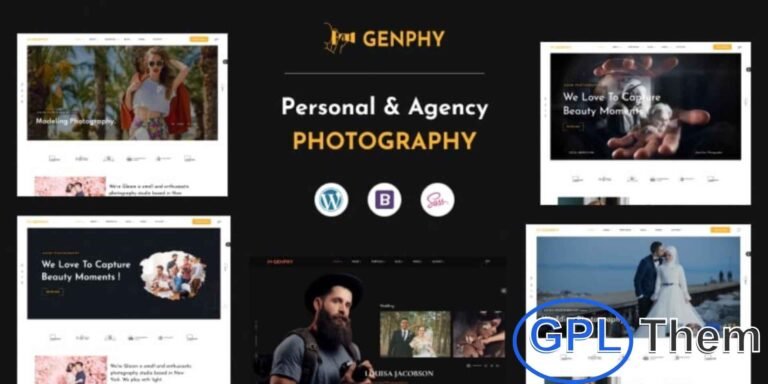 Genphy – Photography WordPress Theme Genphy is a modern WordPress theme designed specifically for photographers, creatives, and photography agencies. With its elegant and minimal layout, it provides the perfect platform to showcase portfolios, photo galleries, and client projects. The theme is versatile enough to be used for personal photography blogs, freelance portfolios, or professional studio websites.