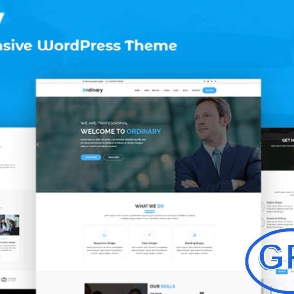 Ordinary – Business Responsive WordPress Theme Ordinary is a modern and fully responsive WordPress theme created for businesses, startups, and professional service providers. With its clean design and flexible layout, it’s ideal for showcasing company services, portfolios, and key achievements.