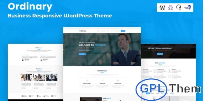 Ordinary – Business Responsive WordPress Theme Ordinary is a modern and fully responsive WordPress theme created for businesses, startups, and professional service providers. With its clean design and flexible layout, it’s ideal for showcasing company services, portfolios, and key achievements.