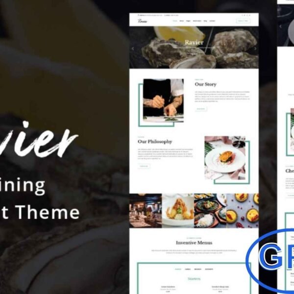 Ravier – Elegant Restaurant WordPress Theme Ravier is a stylish and elegant WordPress theme designed for modern restaurants, cafés, bistros, pubs, bakeries, and fine dining establishments. With its sleek design and user-friendly structure, it helps you build a professional online presence for your food business.