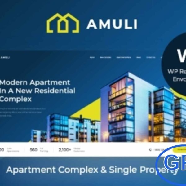 Amuli – Property & Real Estate Marketplace WordPress Theme Amuli is a modern and stylish WordPress theme designed for real estate businesses and property marketplaces. Perfect for showcasing new apartment complexes, office centers, rental homes, or single property listings, this theme offers a professional solution to boost your online presence.