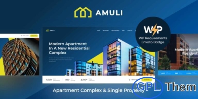Amuli – Property & Real Estate Marketplace WordPress Theme Amuli is a modern and stylish WordPress theme designed for real estate businesses and property marketplaces. Perfect for showcasing new apartment complexes, office centers, rental homes, or single property listings, this theme offers a professional solution to boost your online presence.