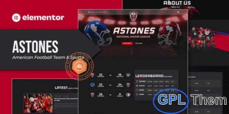 Astones – American Football Team & Sports Elementor Template Kit Astones is a modern and dynamic Elementor Template Kit designed for American football teams, sports clubs, athletes, leagues, academies, and related businesses.