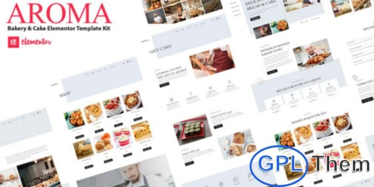 Aroma – Bakery & Cake Elementor Template Kit Aroma is a modern and professional Elementor Template Kit designed for bakeries, cake shops, pastry businesses, and related food services. Fully compatible with WooCommerce, it allows you to showcase products, services, and specialties while creating trust with your customers.