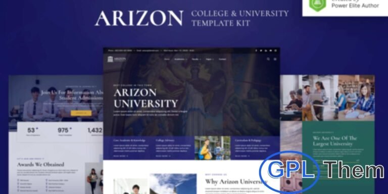 Arizon – College & University Elementor Template Kit Arizon is a modern and professional Elementor Template Kit designed for colleges, universities, academies, schools, online tutors, e-learning platforms, and other educational institutions.