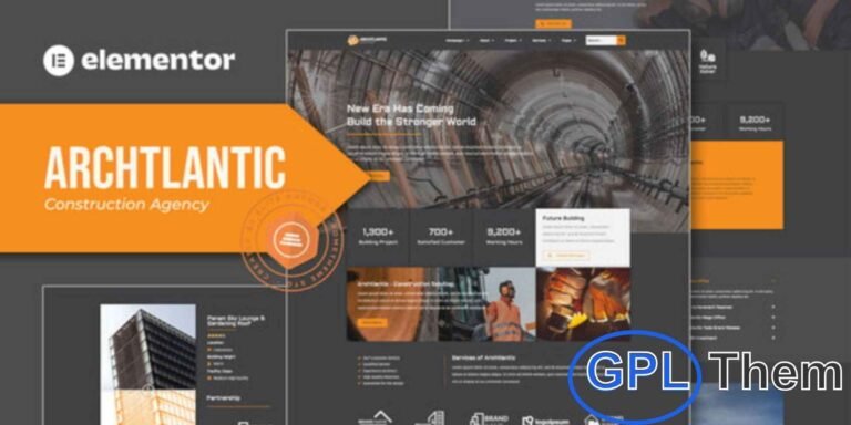 Archtlantic – Construction & Architecture Elementor Template Kit Archtlantic is a modern Elementor Template Kit designed for construction companies, architecture firms, industrial businesses, and professionals who want to showcase their work and services online.