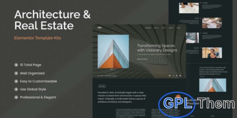 Archstudio – Modern & Luxury Architecture Elementor Template Kit Archstudio is a sleek and modern Elementor Template Kit designed for architecture firms, interior design studios, and luxury design agencies.