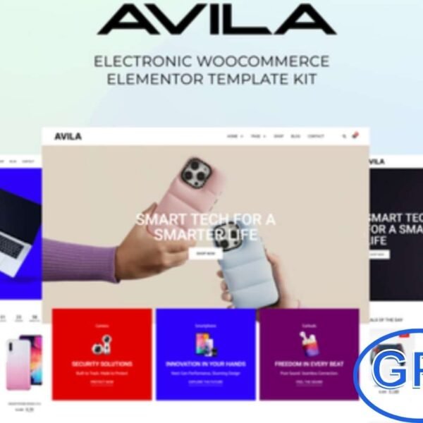 Avila – Electronic WooCommerce Elementor Template Kit Avila is a modern WooCommerce Elementor Template Kit designed to build professional electronic stores with ease. Perfect for selling gadgets, home appliances, accessories, and digital products, this kit helps you launch your online shop quickly and efficiently.