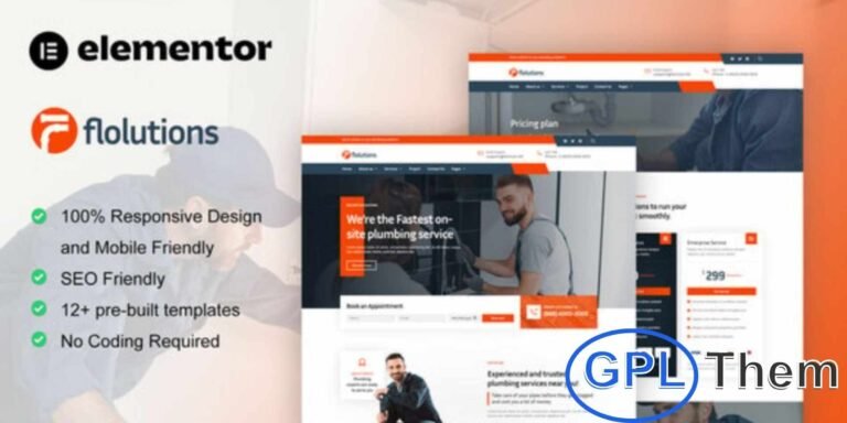 Flolution – Plumber & Repair Service Elementor Template Kit Flolution is a professional Elementor Template Kit designed for plumbing and repair service websites. Featuring a clean, modern, and simple layout, it is perfect for plumbers, pipe repair, water system maintenance, and related services.