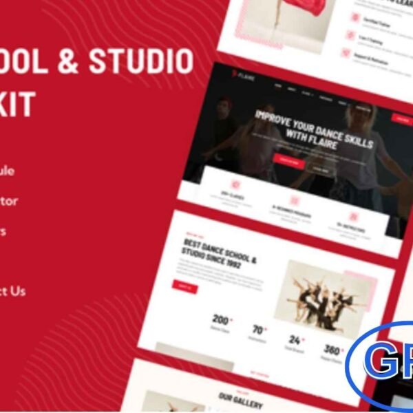 Flaire – Dance School & Studio Elementor Template Kit Flaire is a stylish and modern Elementor Template Kit designed for dance schools, studios, and performing arts websites. Perfect for dance classes, ballet schools, Zumba fitness, yoga studios, and theatre groups, this kit helps you build a professional online presence with ease.
